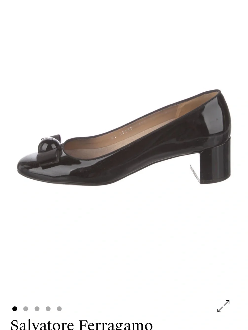 Size 10 Salvatore Ferragamo Black Patent Leather Bow Round-Toe Flats VGUC